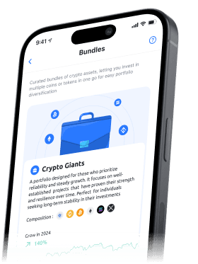 Captura de la app de YouHodler mostrando un bundle cripto diversificado