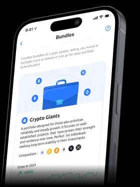 Captura de la app de YouHodler mostrando un bundle cripto diversificado