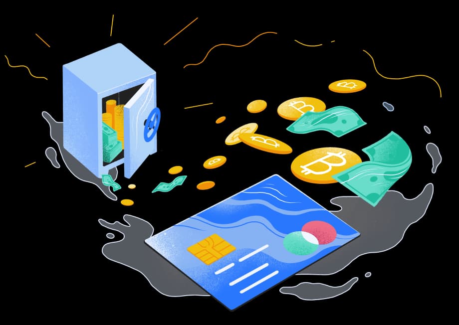 Ilustración de una transferencia bancaria en pesos convertida a criptomonedas