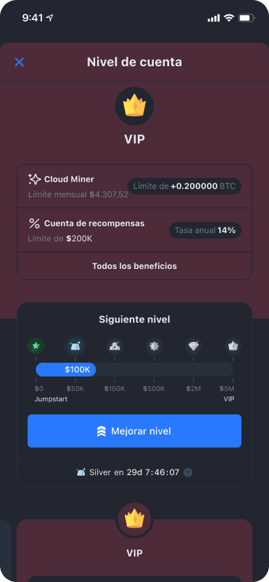 Pantalla de recompensa de fidelidad en la app de YouHodler