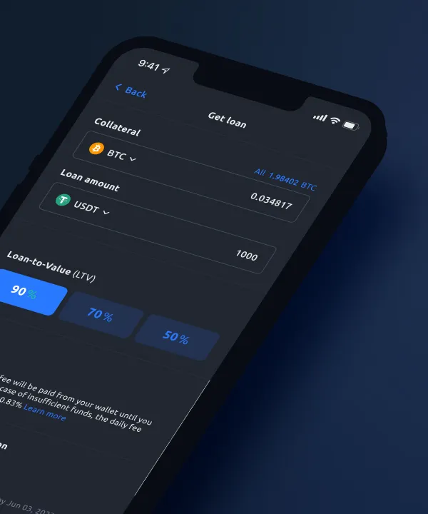 Captura de Get Cash en la app de YouHodler