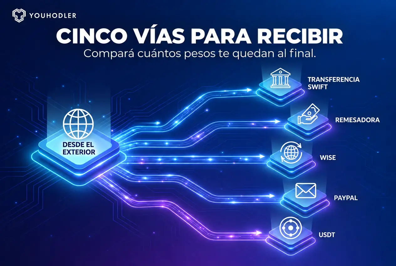 Cinco vías para recibir dinero del exterior en Argentina: transferencia SWIFT, remesadora, Wise, PayPal o USDT