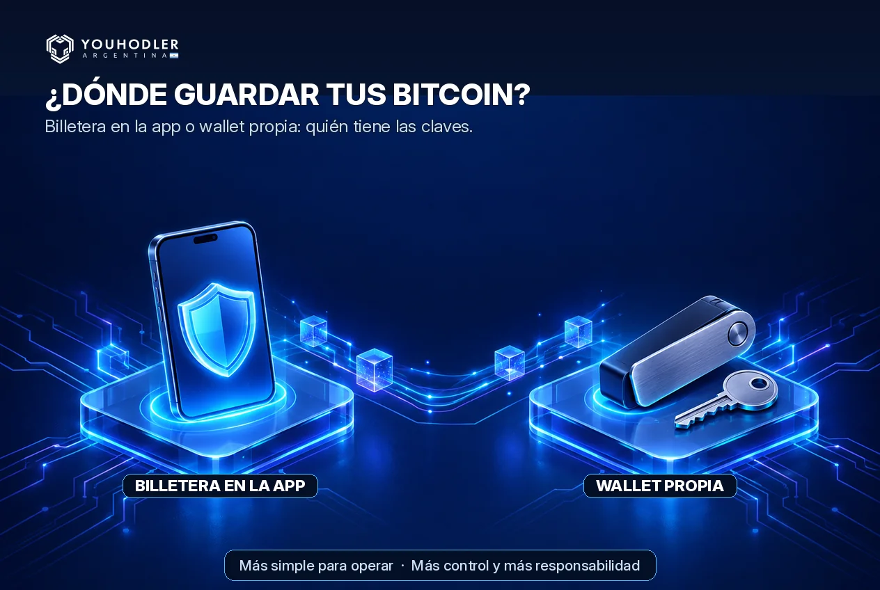 Dos opciones para guardar bitcoin: billetera en la app o wallet propia