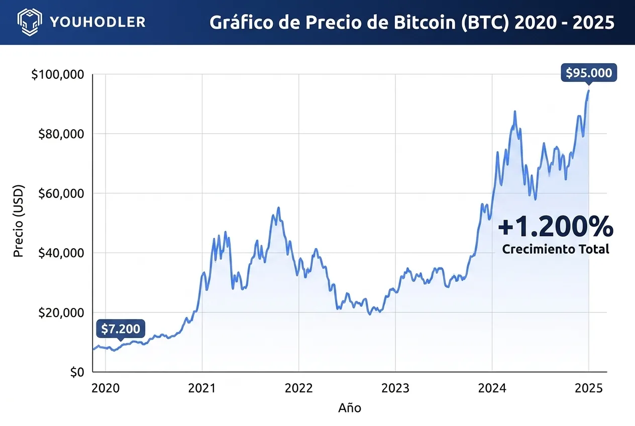 Gráfico de precios de Bitcoin de 2020 a 2025