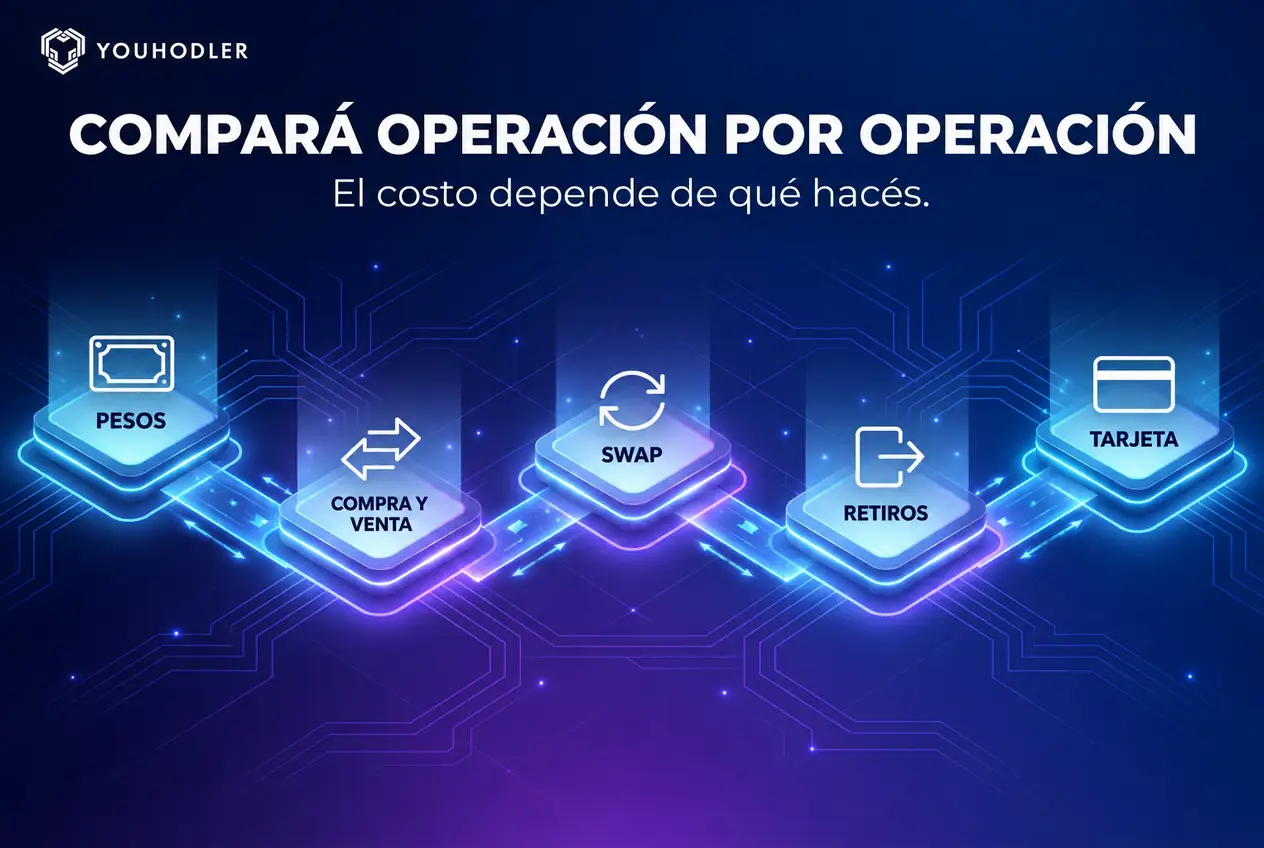 Comparación de comisiones operación por operación: pesos, compra y venta, swap, retiros y tarjeta