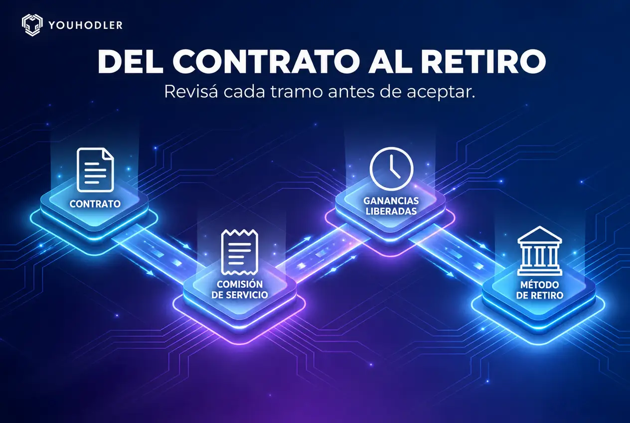 Recorrido de un cobro en Upwork: contrato, comisión de servicio, ganancias liberadas y método de retiro